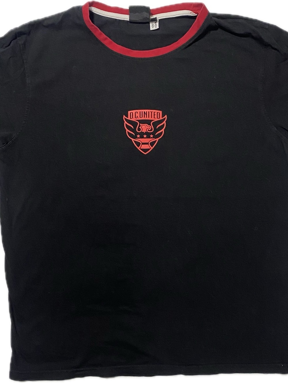 DC United Short Sleeve Crew Tee in Black with Red Trim